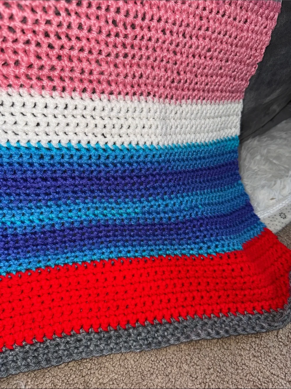 Colorful Striped Crochet Blanket - Multi